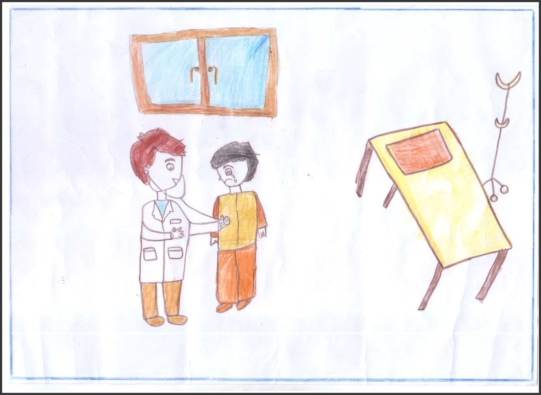 نقاشی شماره ۱۱- امیرمحمد حسینی ۷ ساله – موضوع :رویای من (دوست دارم پزشک شوم)